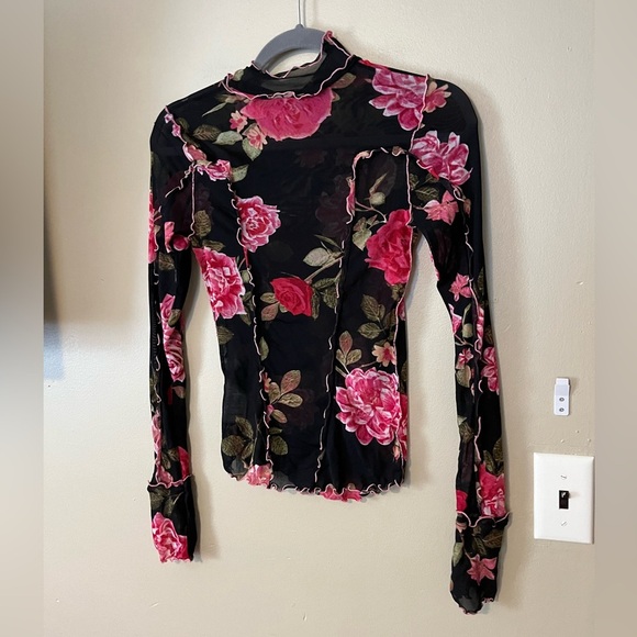 Free People Charlie Printed Mesh Top NWT - Picture 10 of 12